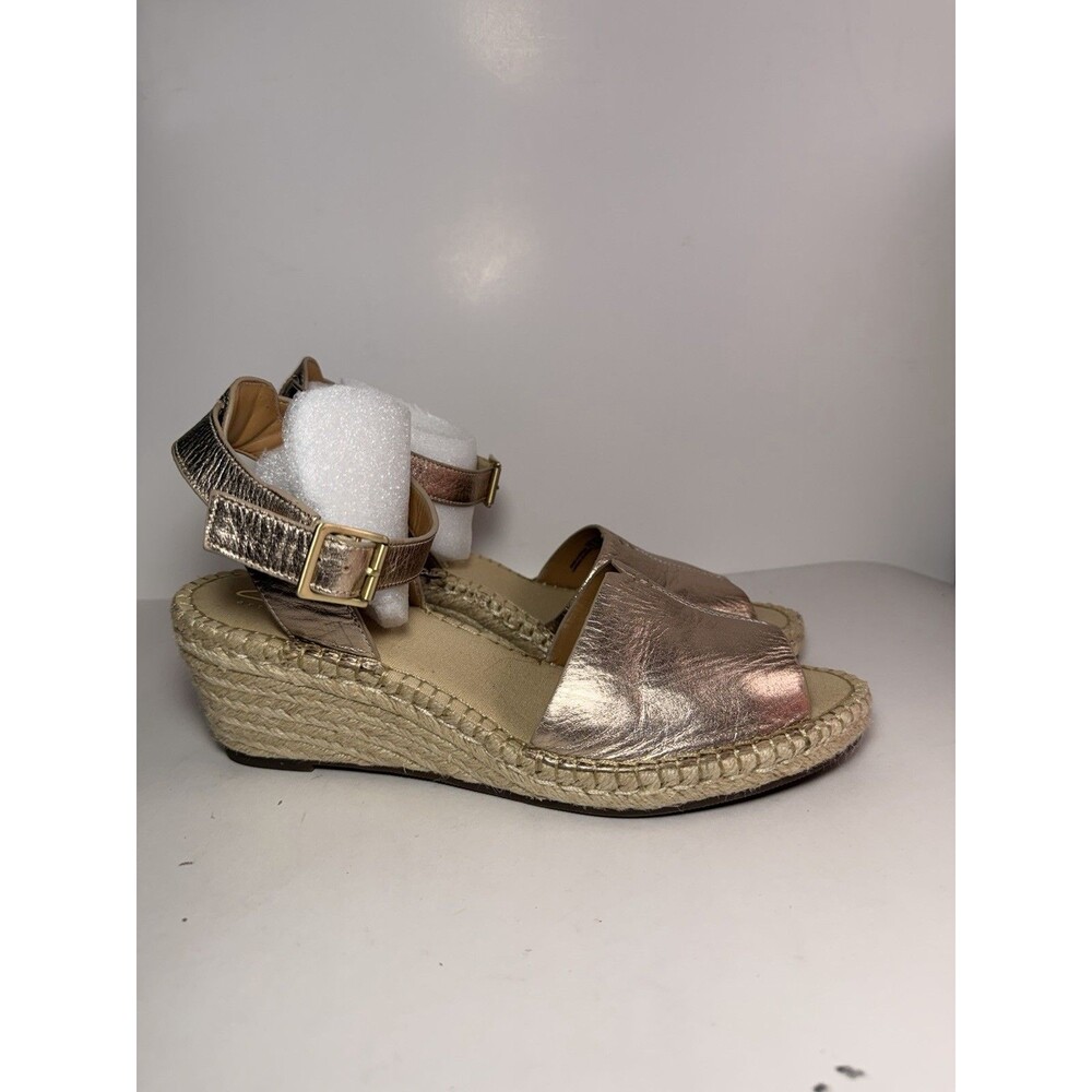 Clarks Artisan Rose Gold Metallic Espadrille Wedge Sandals Sz 9.5 W EU 41 Wide⁠